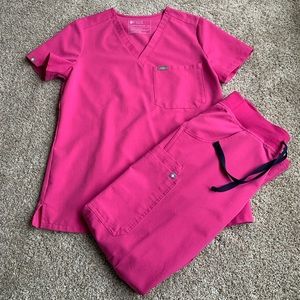 Figs Hot Pink XS Scrub Set